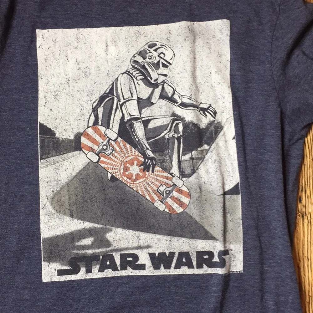 Old Navy Blue Long Sleeved Graphic Star Wars Storm Ship Trooper Tee